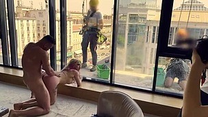 Anal pissing, fucking in front of windows cleaners small screenshot