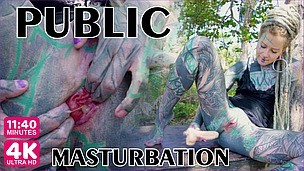 Anuskatzz PUBLIC beach ANAL masturbation - TATTOO teen GAPES outdoors - ATM, girl solo, prolapse (goth, punk, alt porn) ZF069 small screenshot